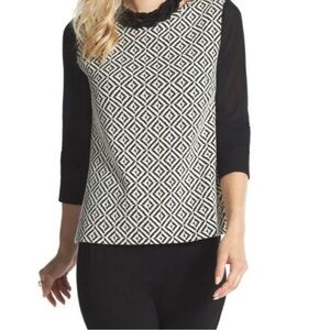 Chicos Geometric Jacquard Amya Blouse
